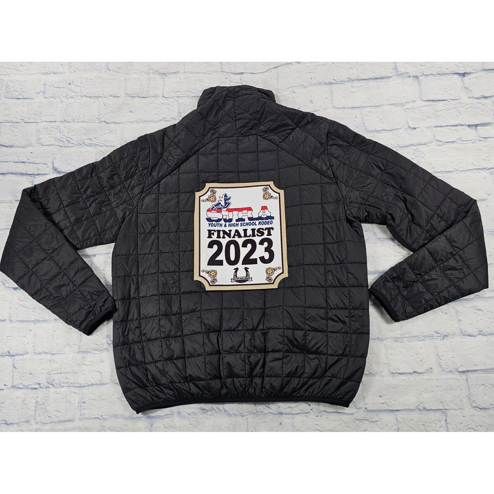STS Ranchwear Puffer Jacket Mens Small Black Quilted Rodeo Finalist 2023 Coat